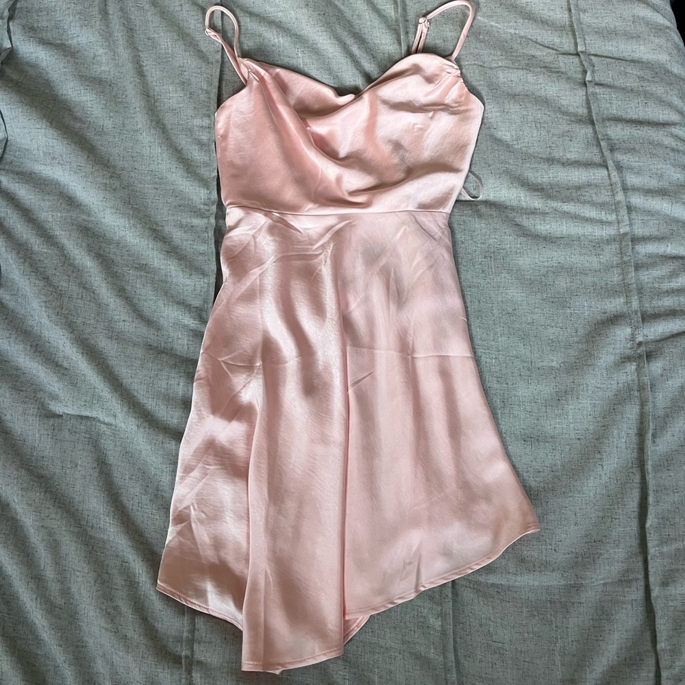 Elegant Pink Satin Slip Dress